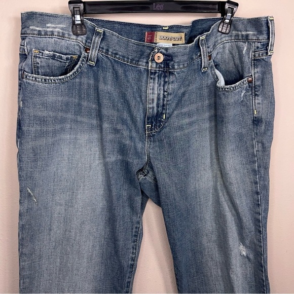 Size 18 Short Old Navy Distressed Bootcut Denim Jeans Blue Western Low Waist - Picture 3 of 16